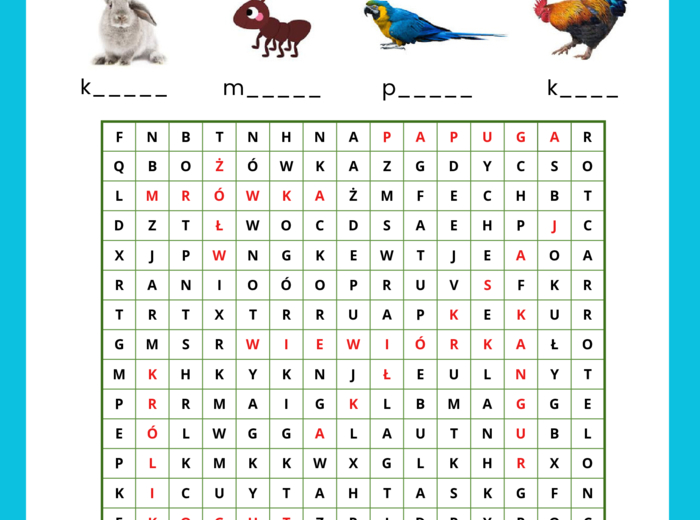 Ortograficzne wykreślanki - ó,u