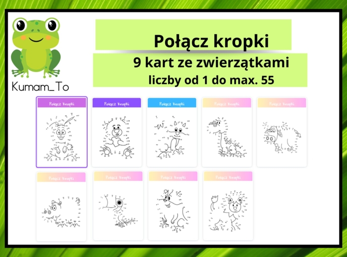 Połącz kropki- zwierzęta