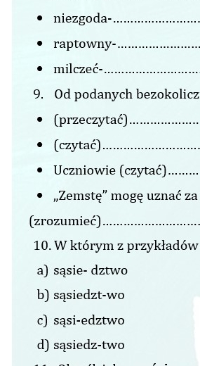 ZEMSTA ALEKSANDRA FREDRY - ZESTAW ZADAŃ JĘZYKOWYCH. Zbiór ćwiczeń dla uczniów klas 7-8