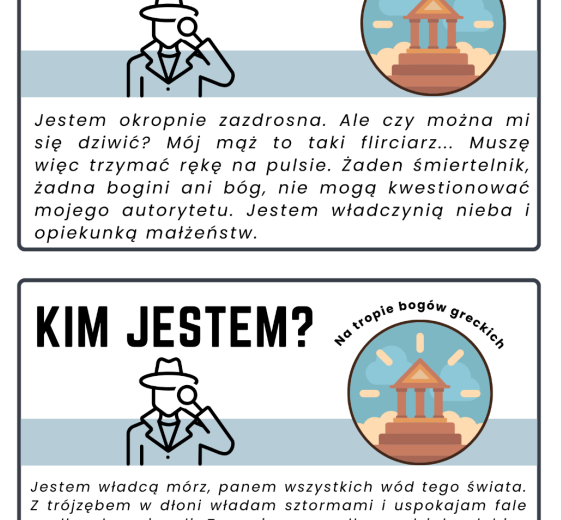Zagadki dotyczące bogów greckich, gra dydaktyczna + odpowiedzi