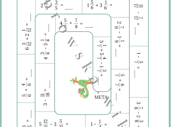 Ułamki o jednakowych mianownikach - wąż matematyczny