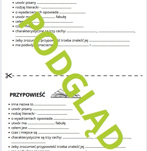 Przypowieść - karta pracy, notatka + klucz odpowiedzi i gratis