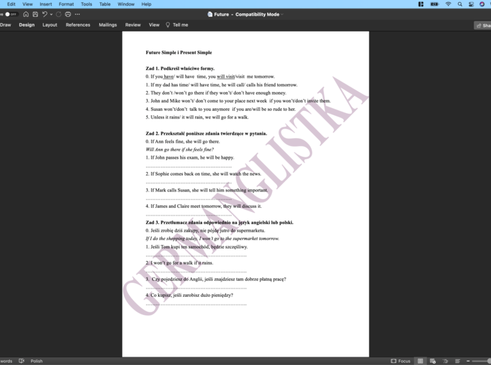 Future Simple kontra Present Simple- ćwiczenia dla uczniów szkół podstawowych