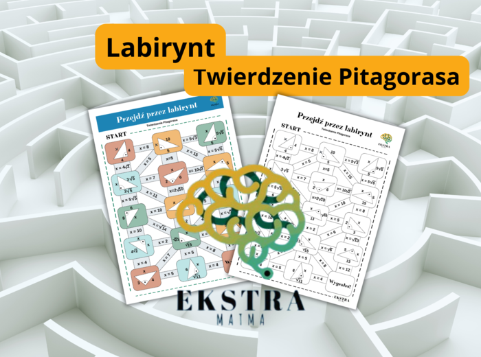 Przejdź przez labirynt. Twierdzenie Pitagorasa. Klasa 8. Matematyka. Karta pracy