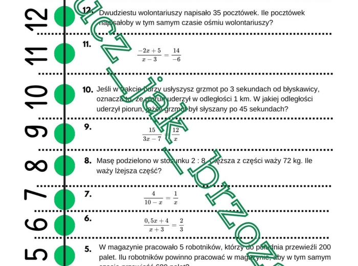 Wielkości wprost proporcjonalne, klasa 8, sztafeta zadaniowa
