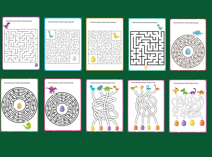 DZIEŃ DINOZAURA – labirynty – 10 wersji