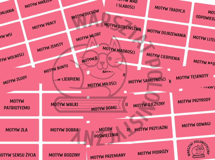 Motywy literackie E8 - fiszki dla ósmoklasistów
