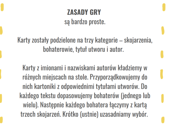 Lekturowe karty do gry - powtórka do egzaminu ósmoklasisty