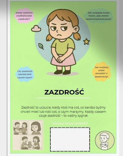 Moje pierwsze emocje – karty obrazkowe i zabawy. 20 kart. 10 zabaw. 3 kolorowanki.