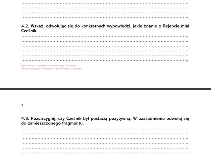 Karta pracy "Zemsta" - krytyczne czytanie