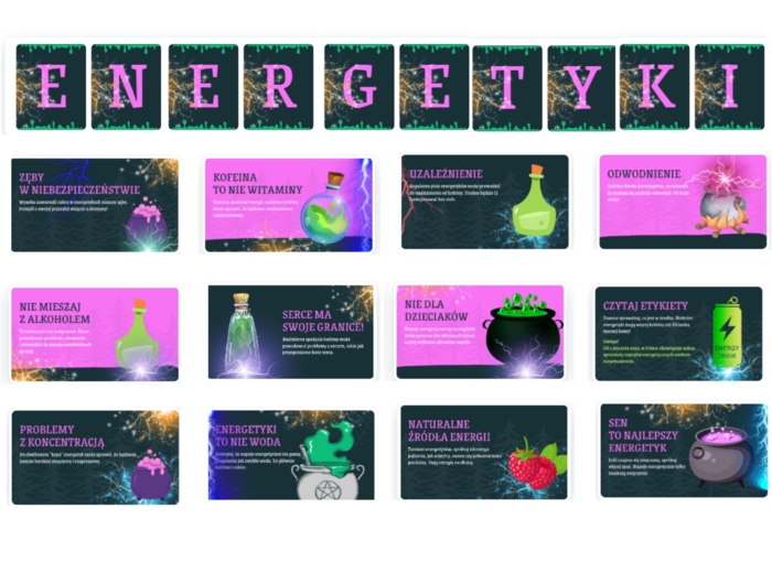 Gazetka szkolna - ENERGETYKI (napoje energetyczne) + Prezentacja na godzinę wychowawczą