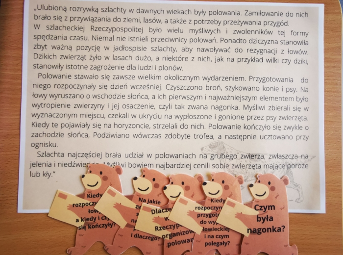 Pan Tadeusz - Polowanie - niedźwiedź - plan wydarzeń - zadania