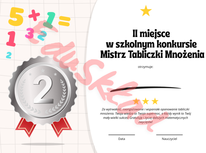 🎉 Zestaw kolorowych dyplomów na Dzień Tabliczki Mnożenia 🎉