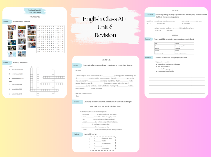 English Class A1+ Unit 6 Revision (Jobs, Past Simple)