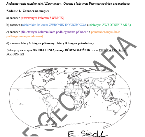 Karta pracy kl. 5 Przez lądy i Oceany oraz Pierwsze podróże geograficzne.