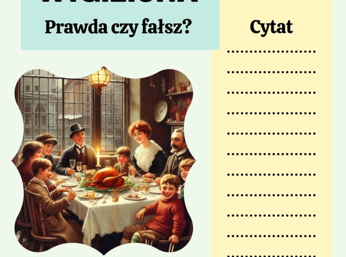 Prawda czy fałsz?-karty graficzne do lektury ,,Opowieść wigilijna"