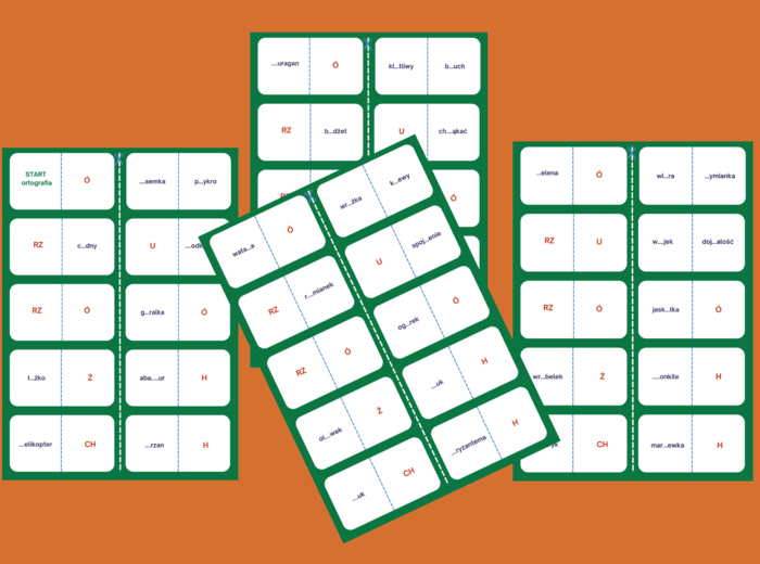 ORTOGRAFICZNE domino - ORTOGRAFIA - ó/u, rz/ż, ch/h