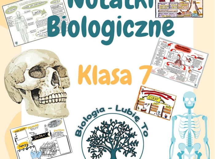 Zestaw materiałów biologia dla klasy 7 (15 kolorowych wklejek do zeszytu+14 kart pracy do uzupełnienia)