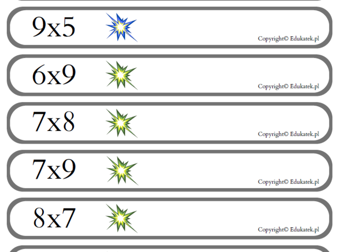 Gra typu kaboom – tabliczka mnożenia