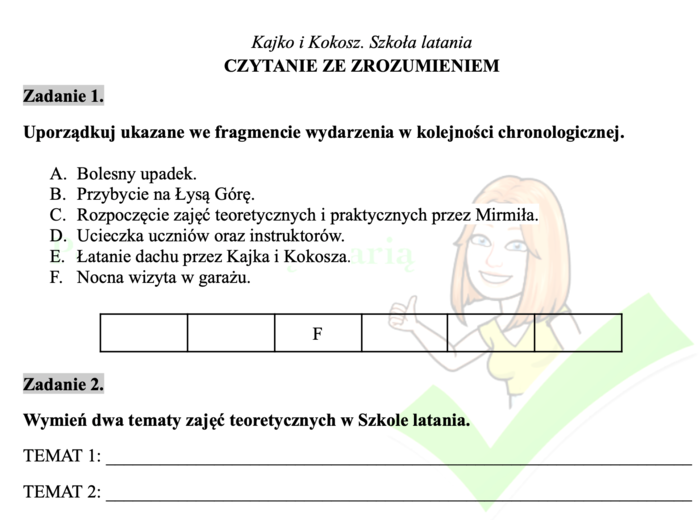 Kajko i Kokosz. Szkoła latania - czytanie ze zrozumieniem