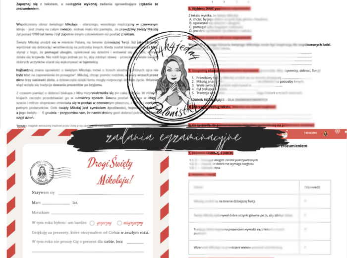 🎅✨ Mikołajkowe Czytanie ze Zrozumieniem – zestaw egzaminacyjny dla klas 4-6