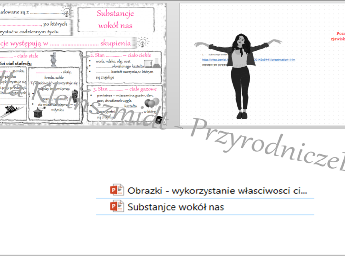 Karta pracy i pomysł/inspiracja na lekcję „ Substancje wokół nas” - karta pracy wykonana w power point + gratisowy pomysł na lekcję - link do lekcji multimedialnej niekomercyjnej wykonanej w genial.ly do indywidualnego pobrania i użycia do celów niekomer