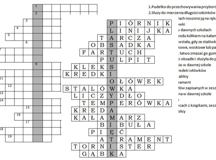 Logogryf dla klasy 3 szkoły do tematu "Kiedy wymyślono szkołę"
