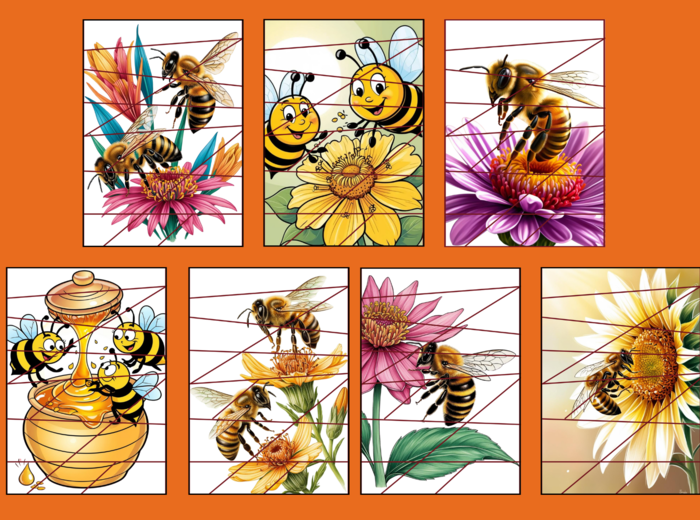 DZIEŃ PSZCZÓŁ - pszczoły – puzzle – biblioteka – przedszkole – świetlica – 20 wersji