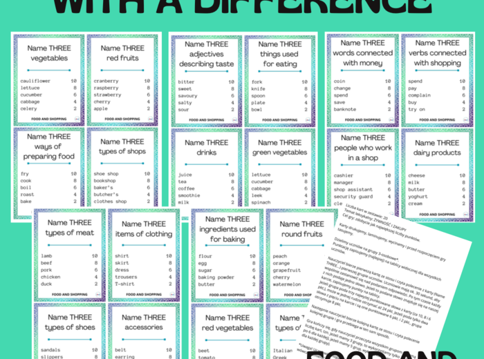 NAME THREE… WITH A DIFFERENCE / FOOD AND SHOPPING