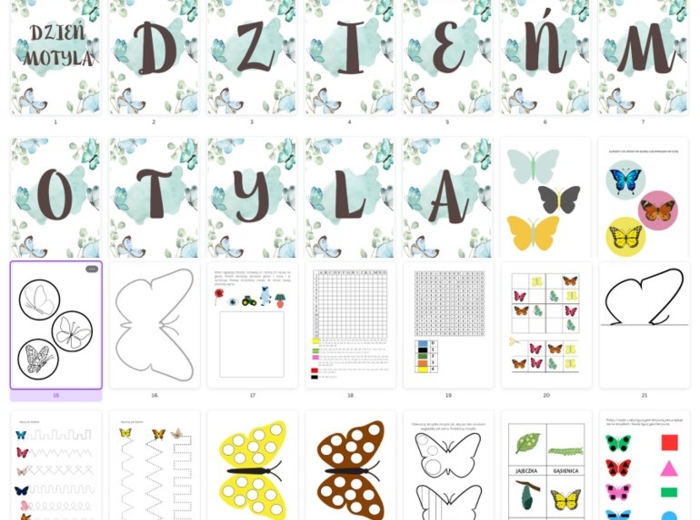 Dzień Motyla - girlanda, elementy do opaski, zadania