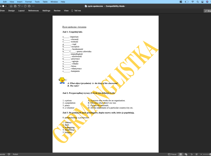 Życie społeczne - ćwiczenia dla ósmoklasistów i nie tylko
