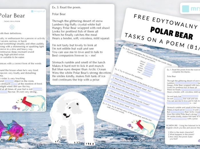 gotowa lekcja POLAR BEAR tasks on a poem B1/B2