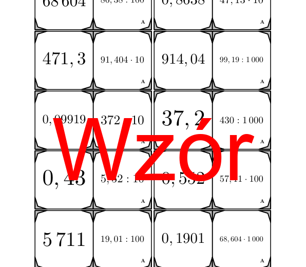 Domino - Mnożenie i dzielenie przez 10, 100 i 1000 | matematyka