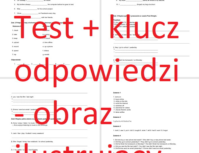 English Class A2+ unit 4 test (praca klasowa)