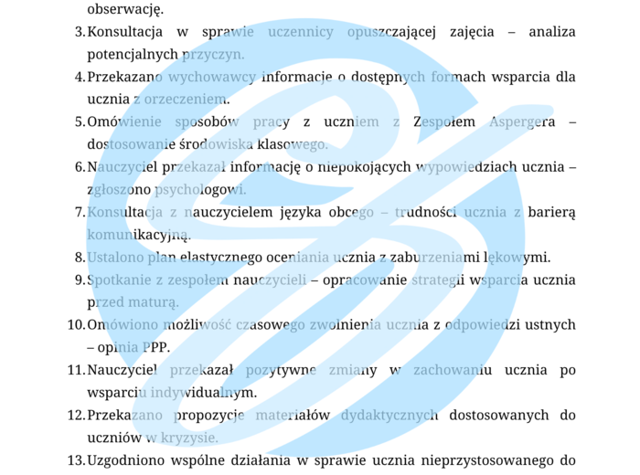 Pedagog specjalny w szkole średniej – przykładowe wpisy do dziennika