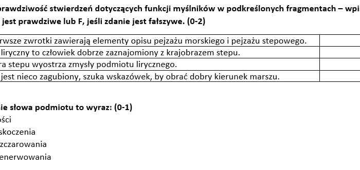 Twórczość Adama Mickiewicza - sprawdzian