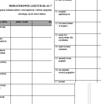 ARGUMENTACJA Bohaterowie lektur klas 7 – 8 egzamin ósmoklasisty