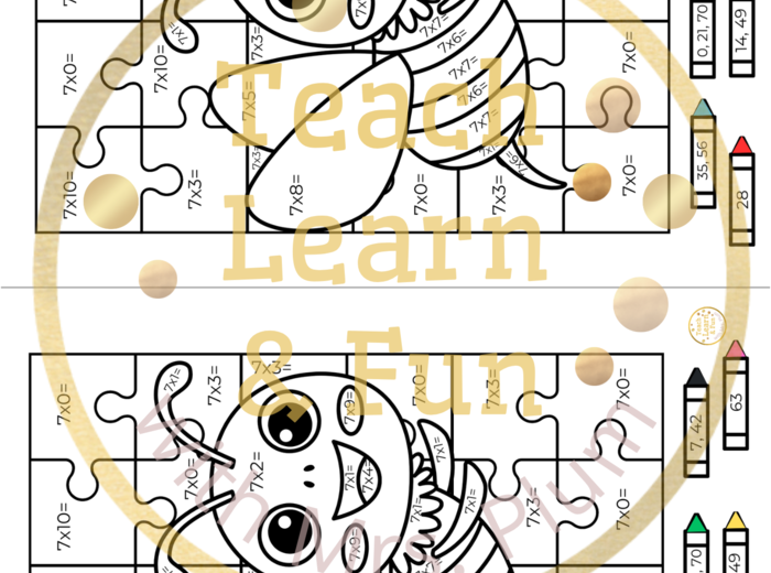 🐝Kolorowa matematyka - Mnożenie ×7 z pracowitą pszczółką