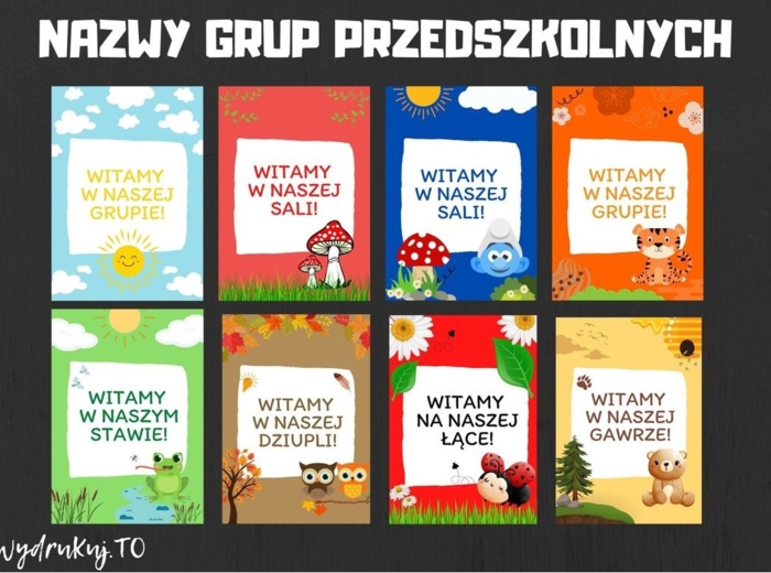 Nazwy grup przedszkolnych - plansze
