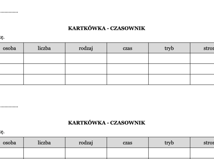 Kartkówka z czasownika