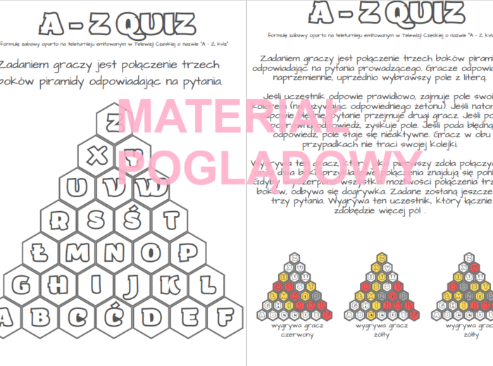 Gra dydaktyczna (a-z quiz) - ułamki dziesiętne kl.4-8