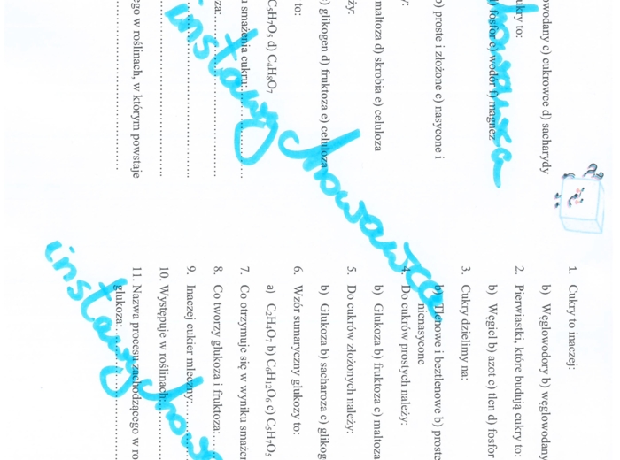 Węglowodany-karta pracy