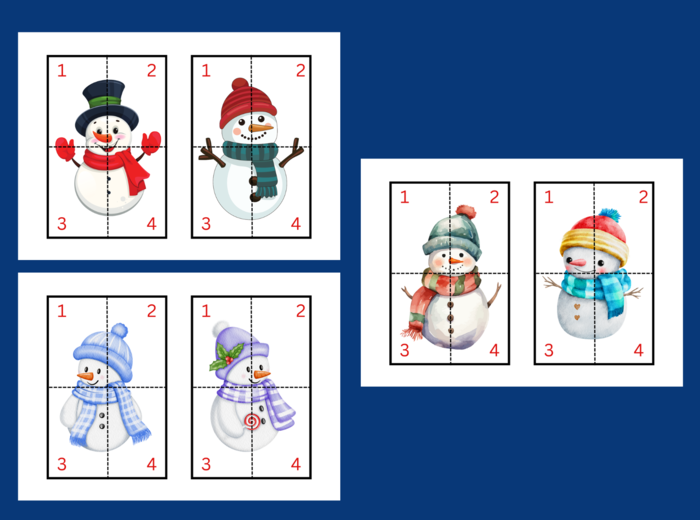 DZIEŃ BAŁWANA – Dzień Bałwanka – ZIMA – puzzle – układanka- układanki – biblioteka – świetlica – przedszkole – 12 wersji