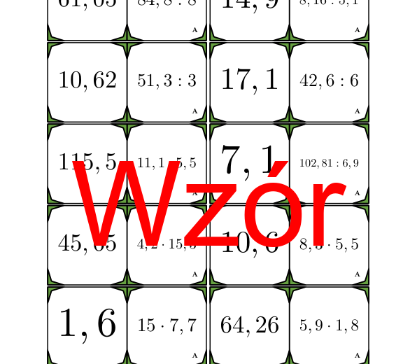 Domino - Mnożenie i dzielenie liczb dziesiętnych | matematyka