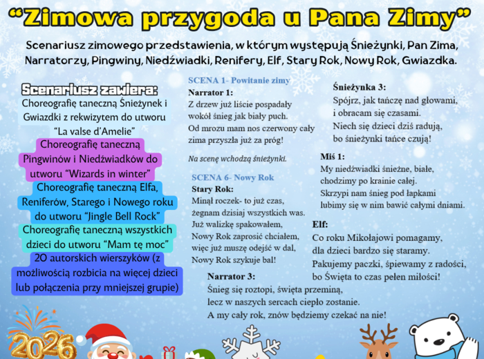 Scenariusz Przedstawienie Zimowe/ Świąteczne "Zimowa przygoda u Pana Zimy"