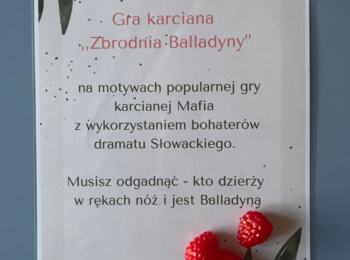 Zbrodnia Balladyny - gra karciana na motywach gry Mafia