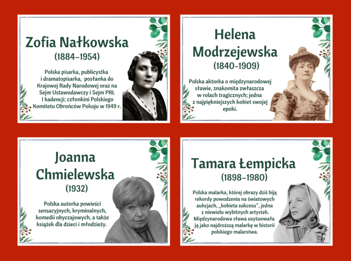 DZIEŃ KOBIET – – gazetka – SŁAWNE POLKI – biblioteka – świetlica – 24 strony – wersja 4