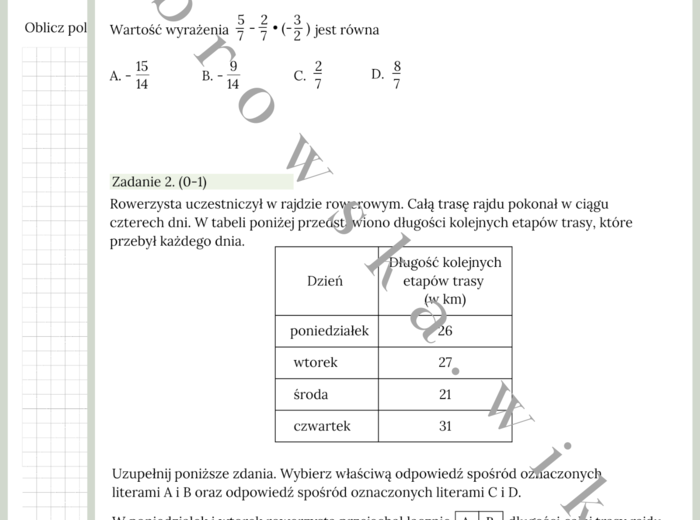 Zestaw zadań matematycznych z egzaminów ósmoklasisty - część 2