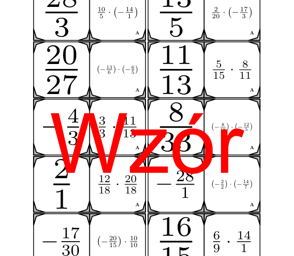 Domino - Mnożenie dodatnich i ujemnych ułamków | matematyka