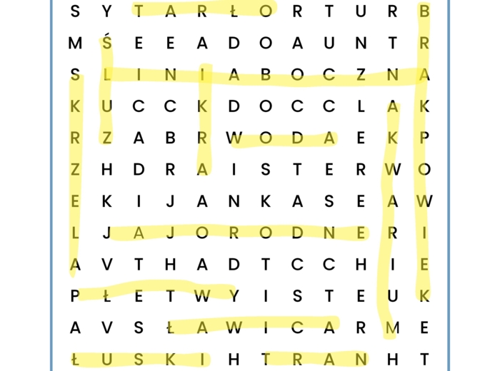 Wykreślanka - cechy ryb